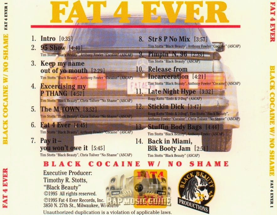 Fat 4 Ever - Black Cocaine With No Shame: 1st Press. CD | Rap 